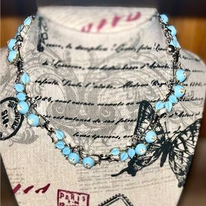 Vintage Signed Kramer Powder Blue Floral Necklace